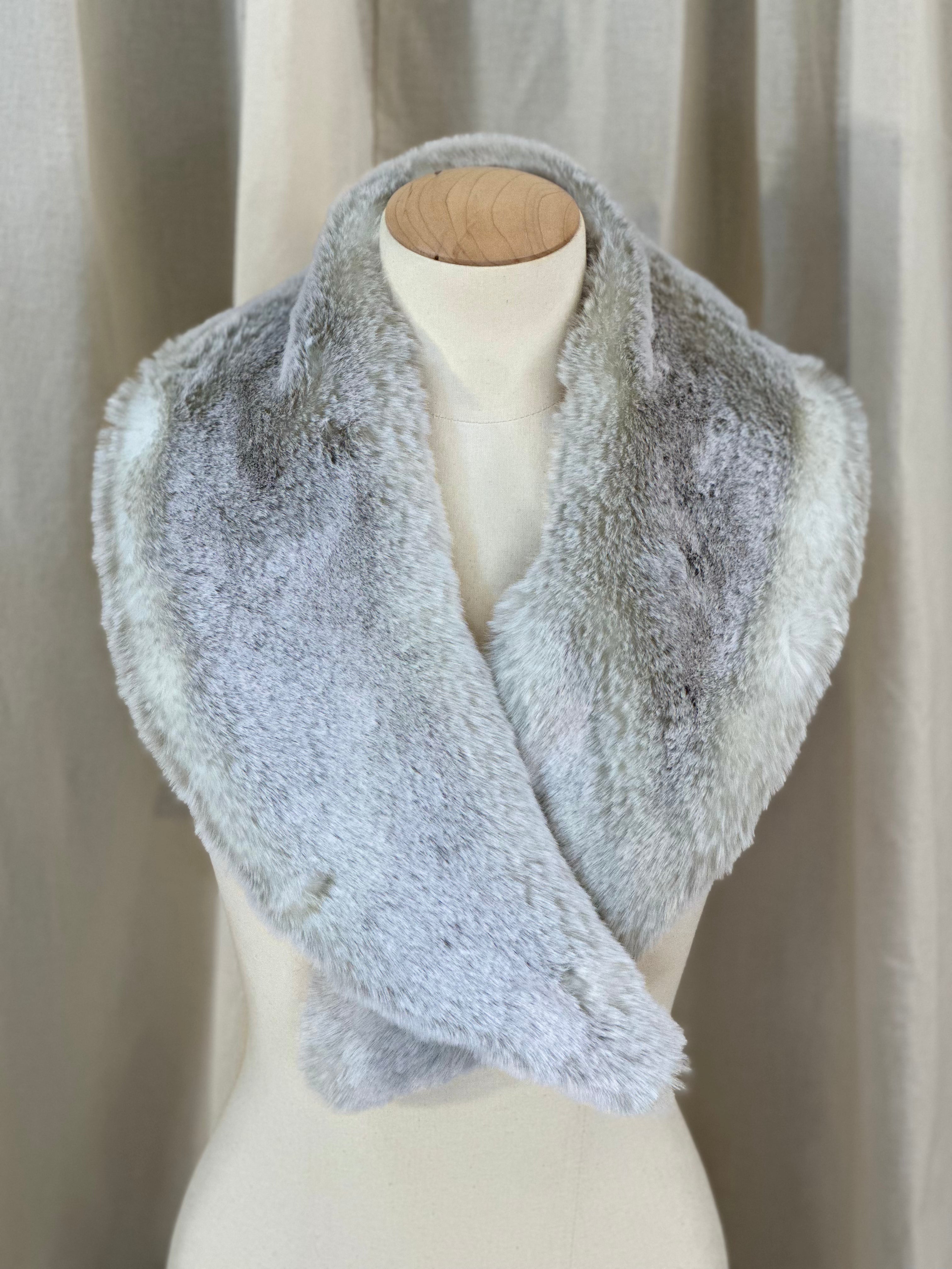 Grey Fur Lapel Collar