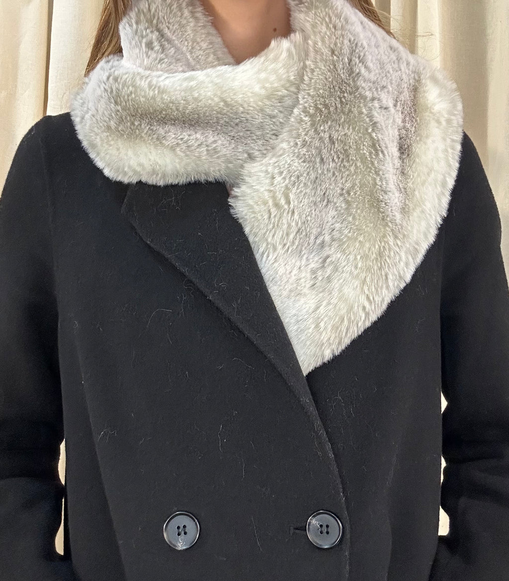 Grey Fur Lapel Collar