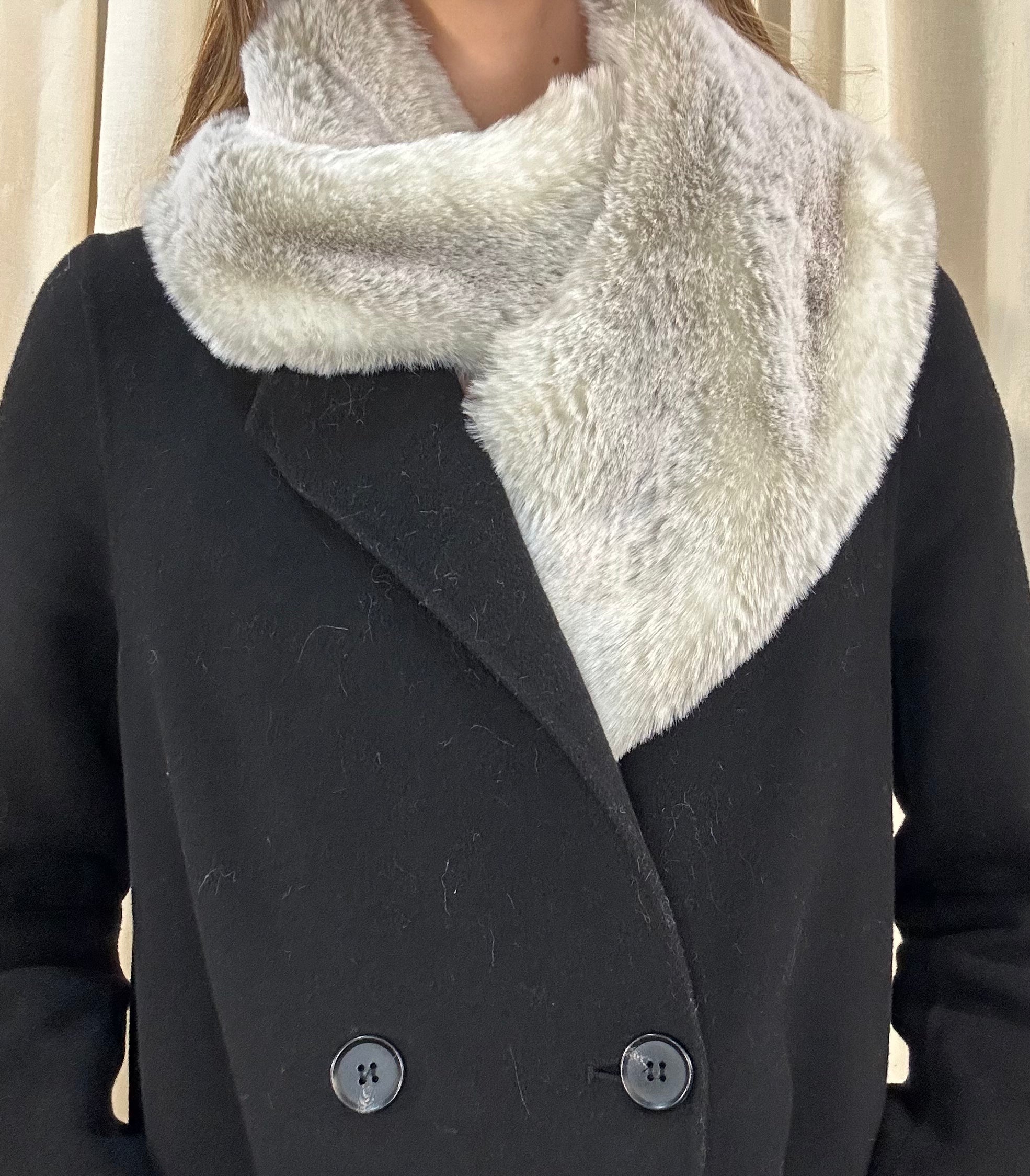 Grey Fur Lapel Collar