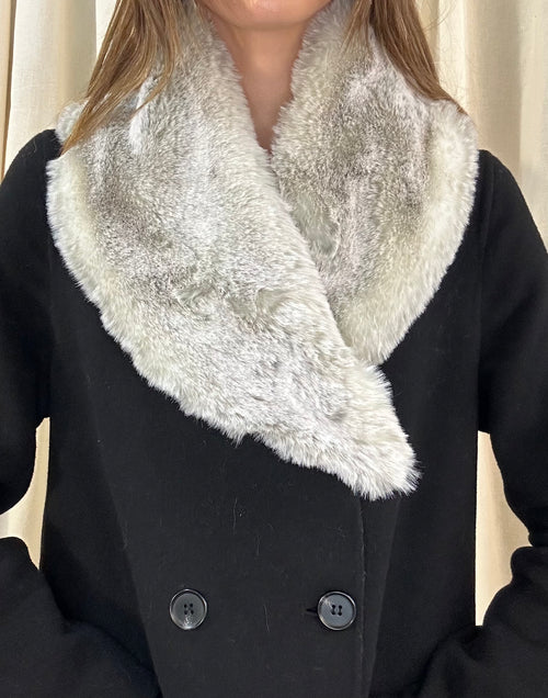 Grey Fur Lapel Collar