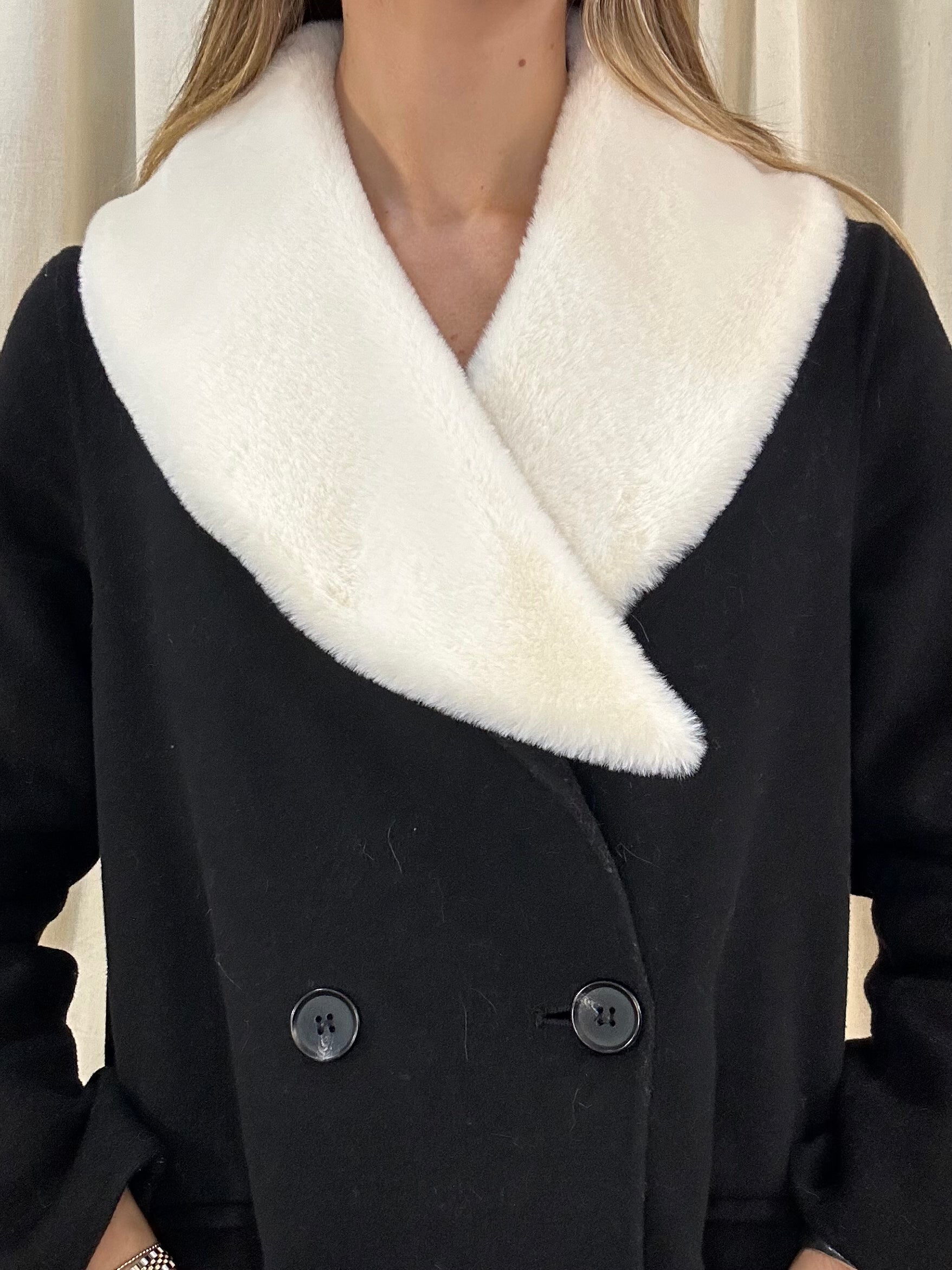 White Fur Lapel Collar